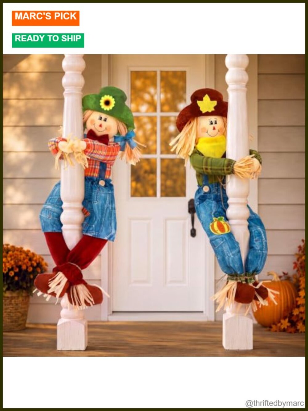 2 Pack Thanksgiving Scarecrow Post Decor 35.4in Fall Harvest Outdoor Statues